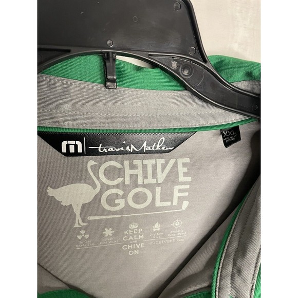 Travis Mathew Polo Shirt Mens XXL Chive Golf Short Sleeve Gray Green Pocket - Picture 3 of 4